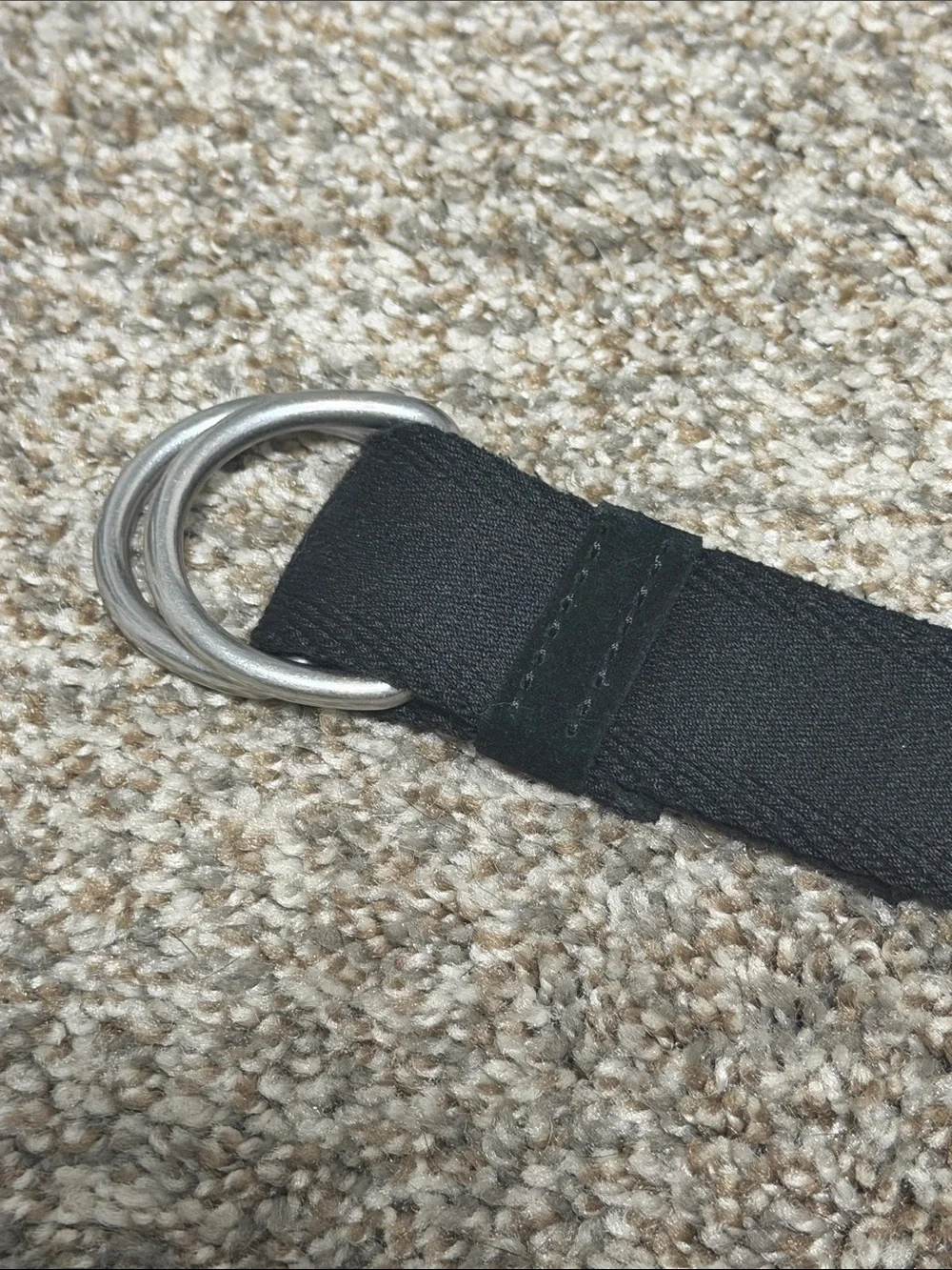 PAIGE Black Fabric Double D-Ring Belt